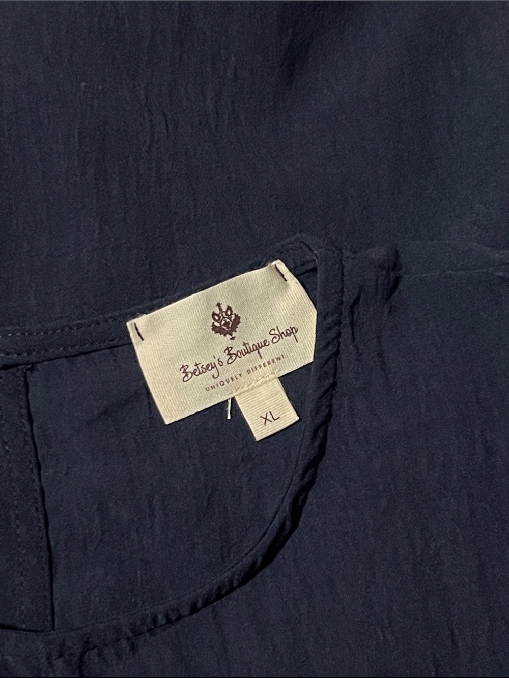 NWOT Betsey’s Boutique Shop Top Blouse Shirt Tank XL Navy Blue